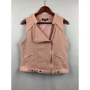 Womens Tweed Sleeveless Moto Vest By Spirited XS Pink